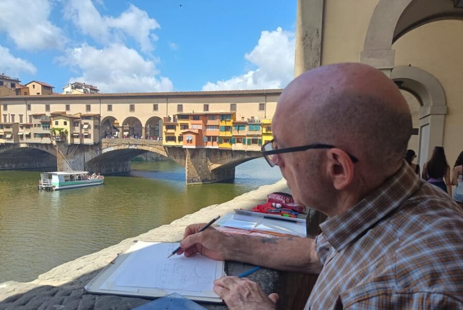Florence: Architectural walk with urban sketching - Finding your guide by the Neptune Fountain at Palazzo Vecchio