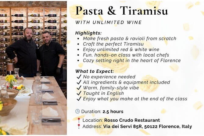 Florence: Pasta & Tiramisu Cooking Class with Unlimited Wine - Making fresh pasta from scratch without turning it into stress