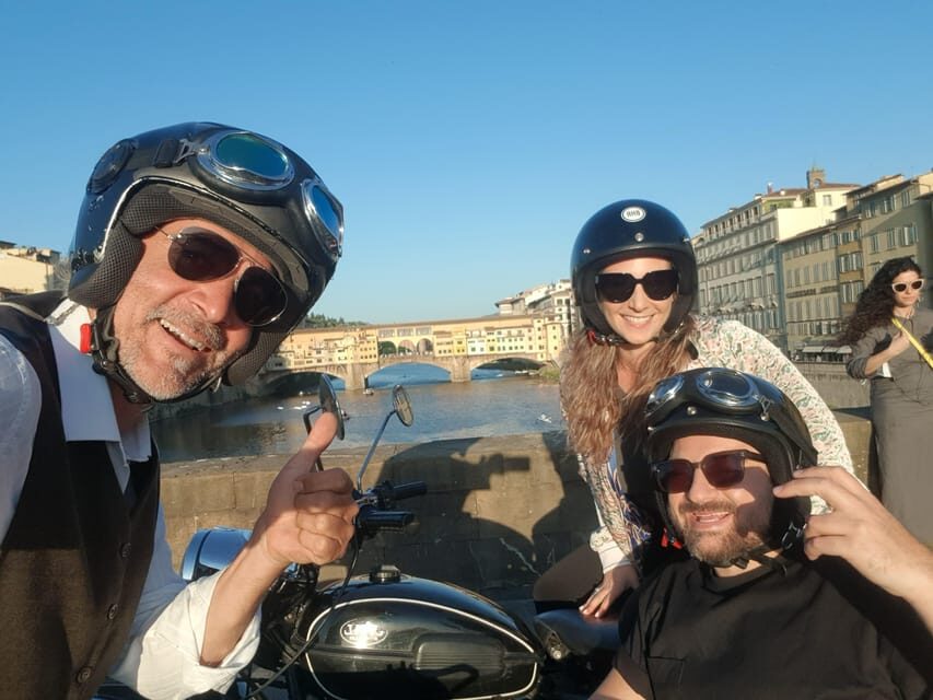 Florence Vintage Motorcycle Sidecar ride - Morning or Sunset - Michelangelo Square and terrace: the panorama payoff