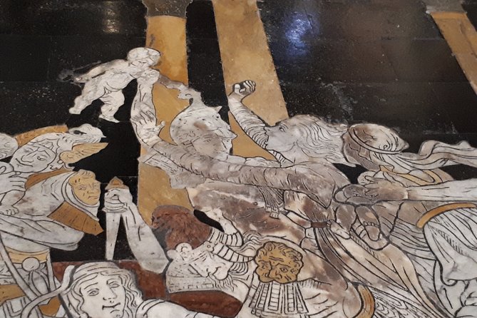 Siena Cathedral: shrine of treasures. - Entering Duomo di Siena: marbles, statues, and the Piccolomini Library focus