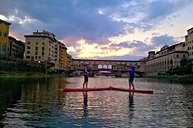 SUP at Ponte Vecchio with a Floating Drink - Florence Paddleboarding - Meeting at TOSCANASUP near Piazza Giuseppe Poggi