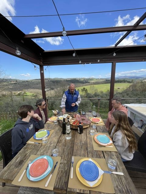 Truffle hunting in Chianti with pasta cooking class & lunch - Lunch on the terrace: truffle you searched for, plus olive oil and wine