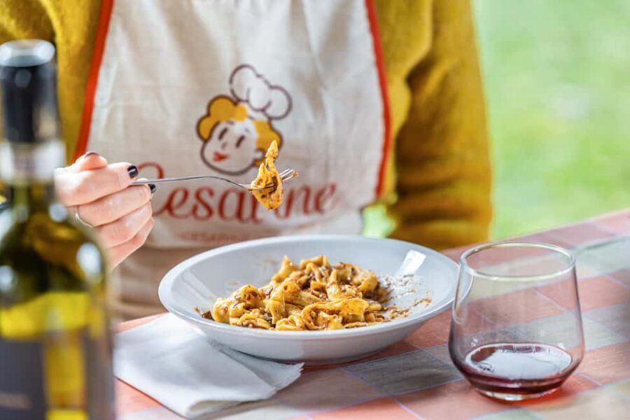 Tuscan Lunch & Winery Tour with Tasting in San Gimignano - Cheese, cured meats, fruit preserves, and homemade dessert